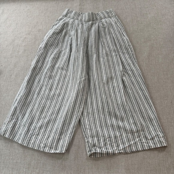 GAP Pants - Gap Womens 0 Striped Linen Cotton Cropped Wide Leg Culottes Striped Coastal